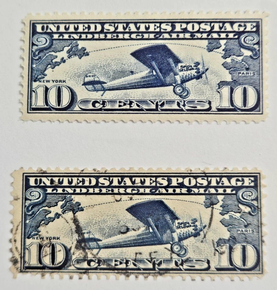US Air Mail Sc C10, 10c Lindbergh Plane, MNH & Used VF CV$15.00 (XG05) - Image 1 of 1