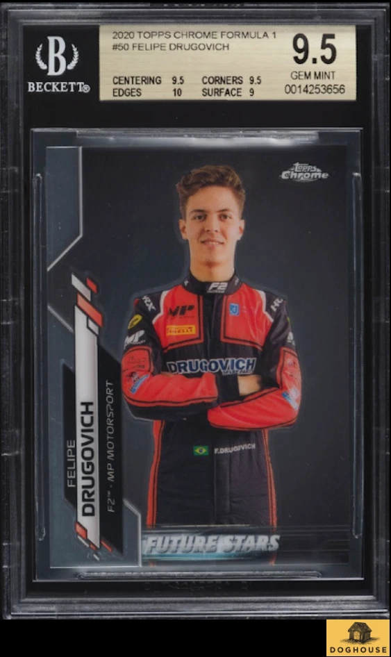 2020 Topps Chrome Formula 1 F1 Felipe Drugovich ROOKIE #50 BGS 9.5 GEM MINT - Image 1 of 3
