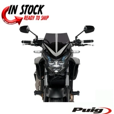 PUIG NEW GENERATION SPORT DARK SMOKE WINDSHIELD HONDA 2016-2023 CB500F 21412F - Image 1 of 3