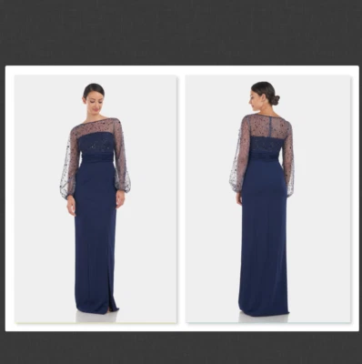 NEW JS Collections  Logan Illusion Column Gown Size 4      #B774 - Image 1 of 4