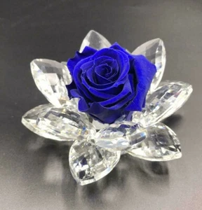 BOMBONIERA MATRIMONIO ROSA STABILIZZATA BLU NINFEA FIORE IN CRISTALLO - Foto 1 di 1