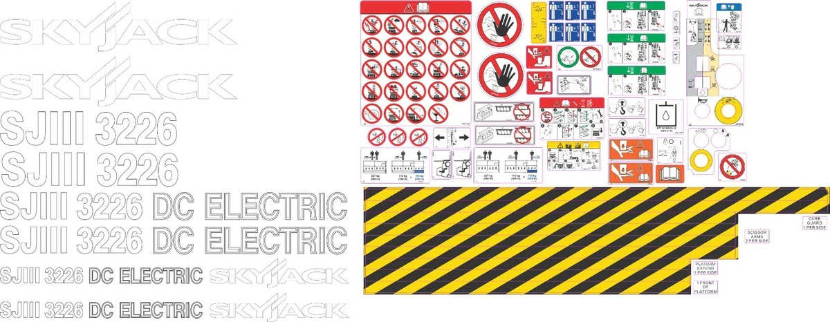 JLG 2902522 Universal Scissor Lift Decal Kit – Aerial Safety Labels For 1930ES