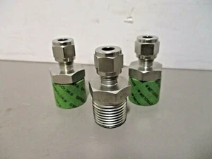 x3 Gyro-lok Male Connector 1/4" Tube OD x 1/2" Male NPT 316 Stainless 4CM8-316 - Picture 1 of 8