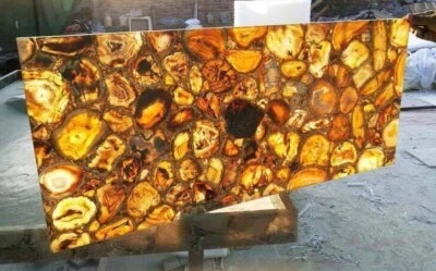 yellow agate kitchen counter slab, agate stone geode counter slab top interior - Image 1 of 3