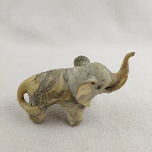 Vintage Crushed Oyster Shell Elephant with its Trunk Up Figurine Handmade 4.5in - Picture 1 of 10