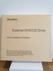 Rioddas External CD Drive USB 3.0 Portable CD DVD -RW Drive Slim Apple Mac Pro - Photo 1/10