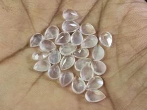 5X7MM Natural Rose Quartz Cut Pear Cabochon Loose Gemstone 25Pcs Lot 19Cts. N106 - Picture 1 of 9