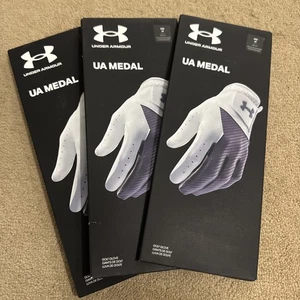 3 For 2 Under Armour Men's Medal Golf Glove Left Medium White Grey - Picture 1 of 5