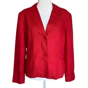 Blazer Talbots lino irlandese donna 16 rosso leggero giacca classica abbigliamento da lavoro - Foto 1 di 7