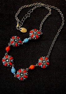 Collar turquesa coral sintético look suroeste vintage - Imagen 1 de 5