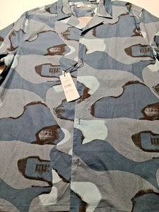 DKNY Herren Kurzarm Hemd mit Knopfleiste Gr. L Stretch dunkelblau Logo Knöpfe Neu mit Etikett - Bild 1 von 13