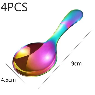 4 piezas cucharas de helado de acero inoxidable mini pala cucharas de té cocina Foto 1 de 4