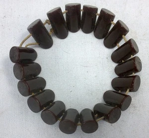 Vintage dunkelbraunes Bakelit Zylinder Perlen Armband Art Deco Retro Schmuck - Bild 1 von 7