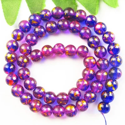 Bola redonda de cristal de titanio dorado púrpura de 8 mm con cuentas sueltas de 15,5 pulgadas H93763 Foto 1 de 2