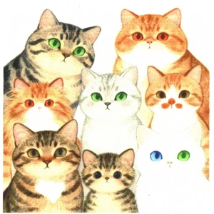 Serviettes en papier chat chats et chatons. Paper napkins cat cats and kittens - Picture 1 of 1