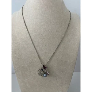 Neoglory crystal flower pendant necklace silver tone - Picture 1 of 5