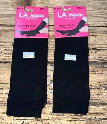 La Moda Legwear женщин размер 9-11 черный брюки носки комплект из 2 новый с Ярлыками - Изображение 1 из 4