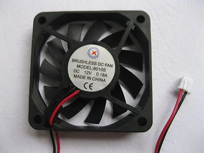 2 pcs Brushless DC Fan 11 Blade 12V 6010S 60x60x10mm 2 Wire Sleeve Bearing New - Image 1 of 2