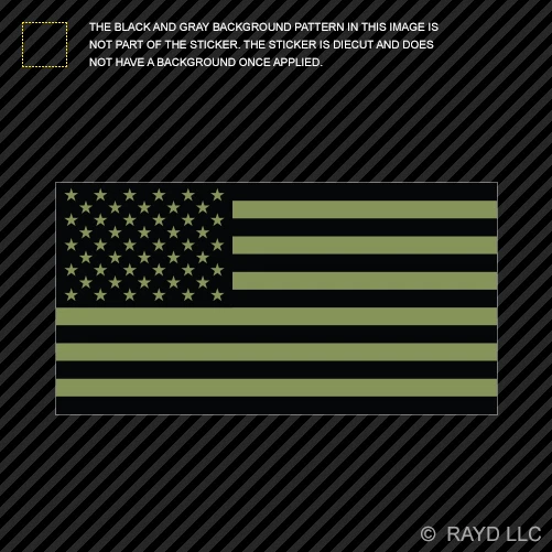 Calcomanía troquelada 4" tenue OD bandera americana verde Estados Unidos Foto 1 de 1