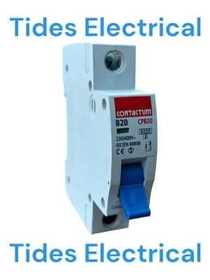 Contactum MCB 20 Amp Type B 20A Single Pole B20 CP Range CPB20