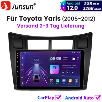 Für Toyota Yaris 2005-2012 Carplay Autoradio Android12 GPS NAVI BT FM DAB+ 2+32G - Bild 1 von 4