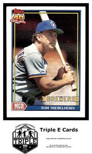 1991 Topps #459 Tom Trebelhorn Milwaukee Brewers ~A5G
