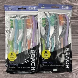 12 Pack REACH Essentials Toothbrush w/ Covers Soft / Medium Bristles BRAND NEW - Picture 1 of 5