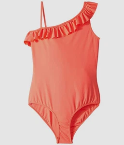 $149 Milly Minis Girl's Pink Shoulder Ruffle One Piece Swimsuit Swimwear Sz 7/8 - Picture 1 of 1
