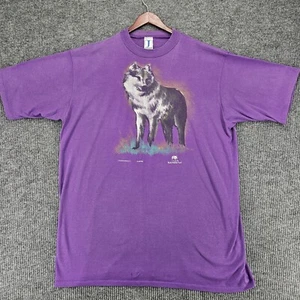 Camicia vintage 1992 World Wildlife Fund Wolf Sleep anni 90 2XLT extra lunga punto singolo - Foto 1 di 12