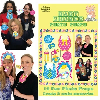 Bébé Douche - Pose/Selfie Amusant - Paquet De 10 Amusant Photo Accessoires - Photo 1/2