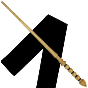 15" Hand Turned Directions Teak Wood Magic Wand Witch Wizard Wiccan w/ Free Bag - Picture 1 of 4