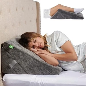 New Cushy Form 5 in 1 Wedge Pillow for Sleeping, Multipurpose Memory Foam Grey - Picture 1 of 9