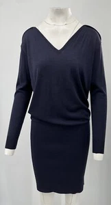 Stella McCartney 2013 Navy V-Neck Wool/Silk Long Sleeve Sweater Dress sz 40 - Picture 1 of 6