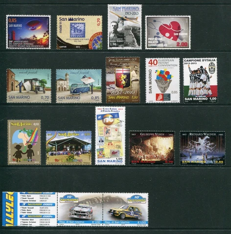 San Marino 2013 MNH Year Set - Scott 1876-1898 37 Stamps including 8 Sheets Cover