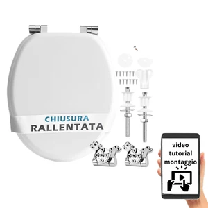 Tavoletta WC Universale MDF Laccato Chiusura Rallentata Antibatterica Soft Close - Foto 1 di 5