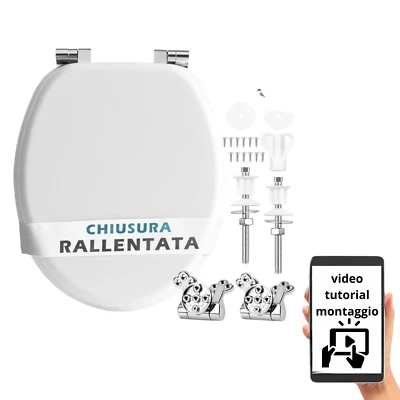 Tavoletta WC Universale MDF Laccato Chiusura Rallentata Antibatterica Soft Close - Immagine 1 di 4