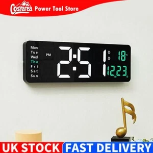 16" Large Jumbo Digital LED Wall Clock Alarm Calendar Temperature Date Dimmer UK - Picture 1 of 12
