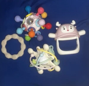 Baby Sensory Montessori Silicone Teether Toy Lot Girl Pink - Picture 1 of 1