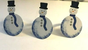 Set Of 3 Metal Snowman Napkin Rings 4" Tall - Picture 1 of 3