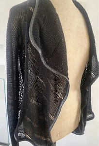 Giacca Zadig & Voltaire lino all'uncinetto con bordo in pelle nuova con etichetta prezzo di listino £489 - Foto 1 di 11