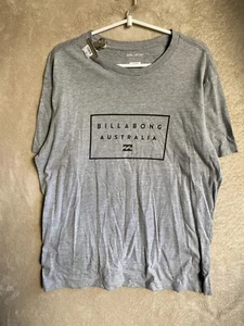 BILLABONG Casual T-Shirts Top Size L Mens Grey Logo Short Sleeve - Picture 1 of 11