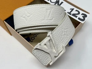 LOUIS VUITTON REVERSIBLE BELT LV 40MM EMBOSSED VIRGIL ABLOH WHITE 100CM MP235