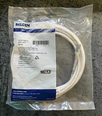 Belden CA21109015 15FT Bonded Pair Patchcord ~ 10GX White - Image 1 of 2