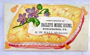 Victorian Trade Card Bailey’s Music Rooms Burlington VT Vintage Business Card - Picture 1 of 6