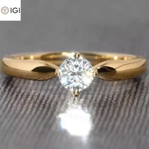 IGI 1.50Ct F VS1 ROUND CUT LAB GROWN DIAMOND ENGAGEMENT RING IN 14K YELLOW GOLD - Picture 1 of 12