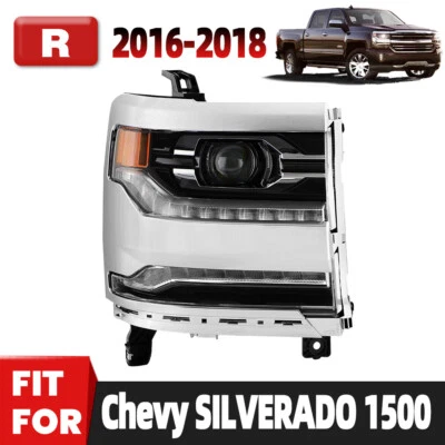 FULL LED 2016-2018 Chevy Silverado 1500 Chrome DRL Projector Headlight Passenger Foto 1 de 4