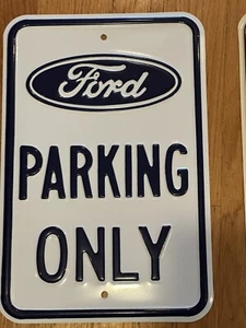 Vintage Ande Rooney Ford Parking Only Heavy Metal Sign Blue White New - Picture 1 of 1