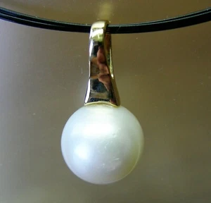 13.1mm WHITE SOUTH SEA PEARL 100% UNTREATED+18ct SOLID YG PENDANT+CERT AVAILABLE - Picture 1 of 1