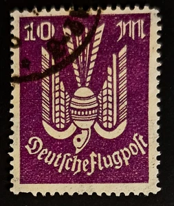 Deutschland, Luftpost, 10M violett, gebraucht, Scott# C16, Scharnierrest - Bild 1 von 2