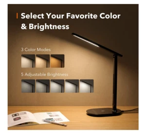 TAOTRONICS LED DESK LAMP, 5 LIGHTING LEVELS, 3 COLOR MODES TOUCH CONTROL- NEW  - Picture 1 of 8